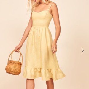 REFORMATION Eileen Midi Dress Lemon Yellow NWT